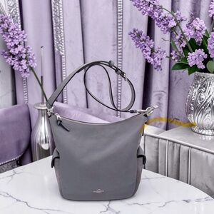 COACH Pennie Hobo — Heather Gray Pebbled Leather & Suede